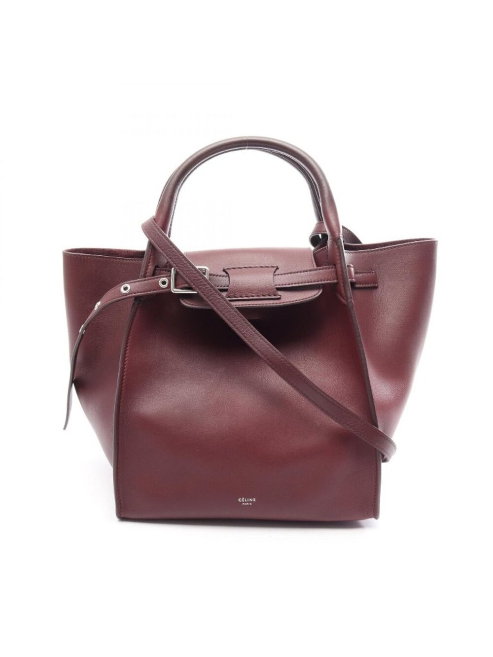 Celine Handbag Big Bag Small with Long Strap 2-Way Burgundy Leather